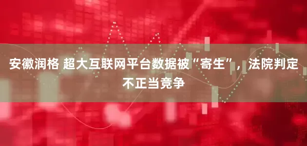 安徽润格 超大互联网平台数据被“寄生”，法院判定不正当竞争